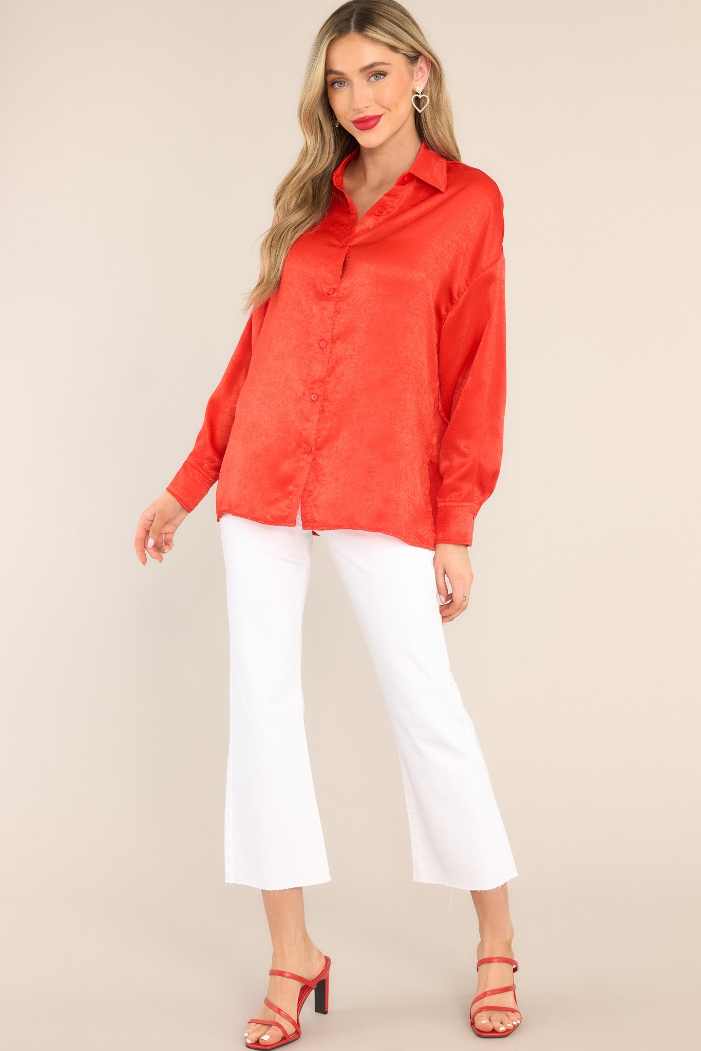 Into It White Cropped Flare Jeans - Red Dress