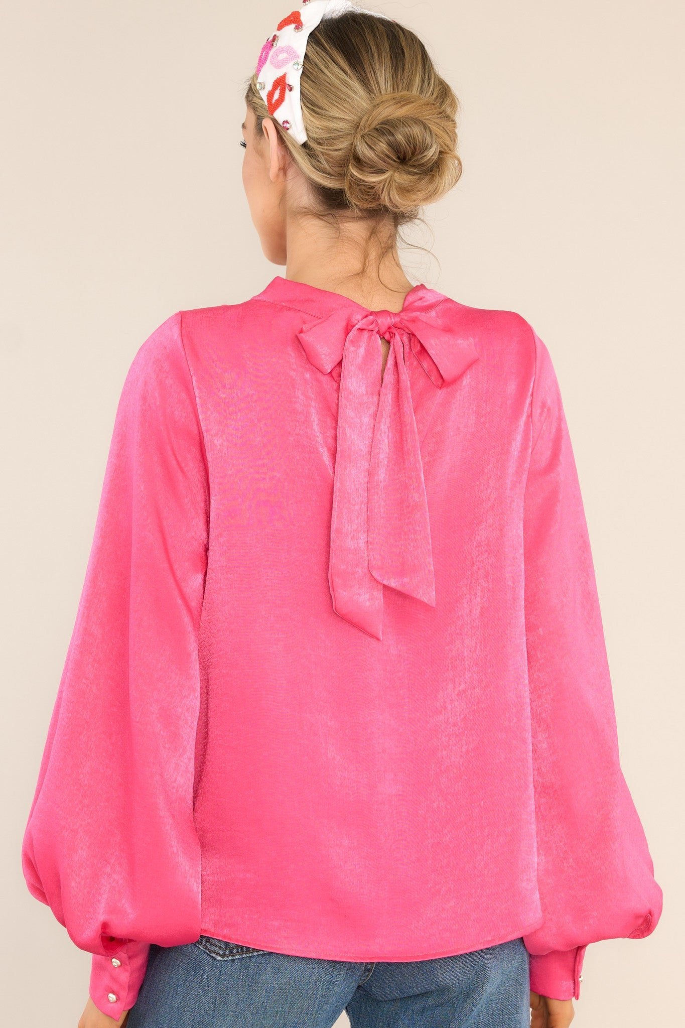 It's My Moment Peony Pink Bow Back Blouse - Red Dress