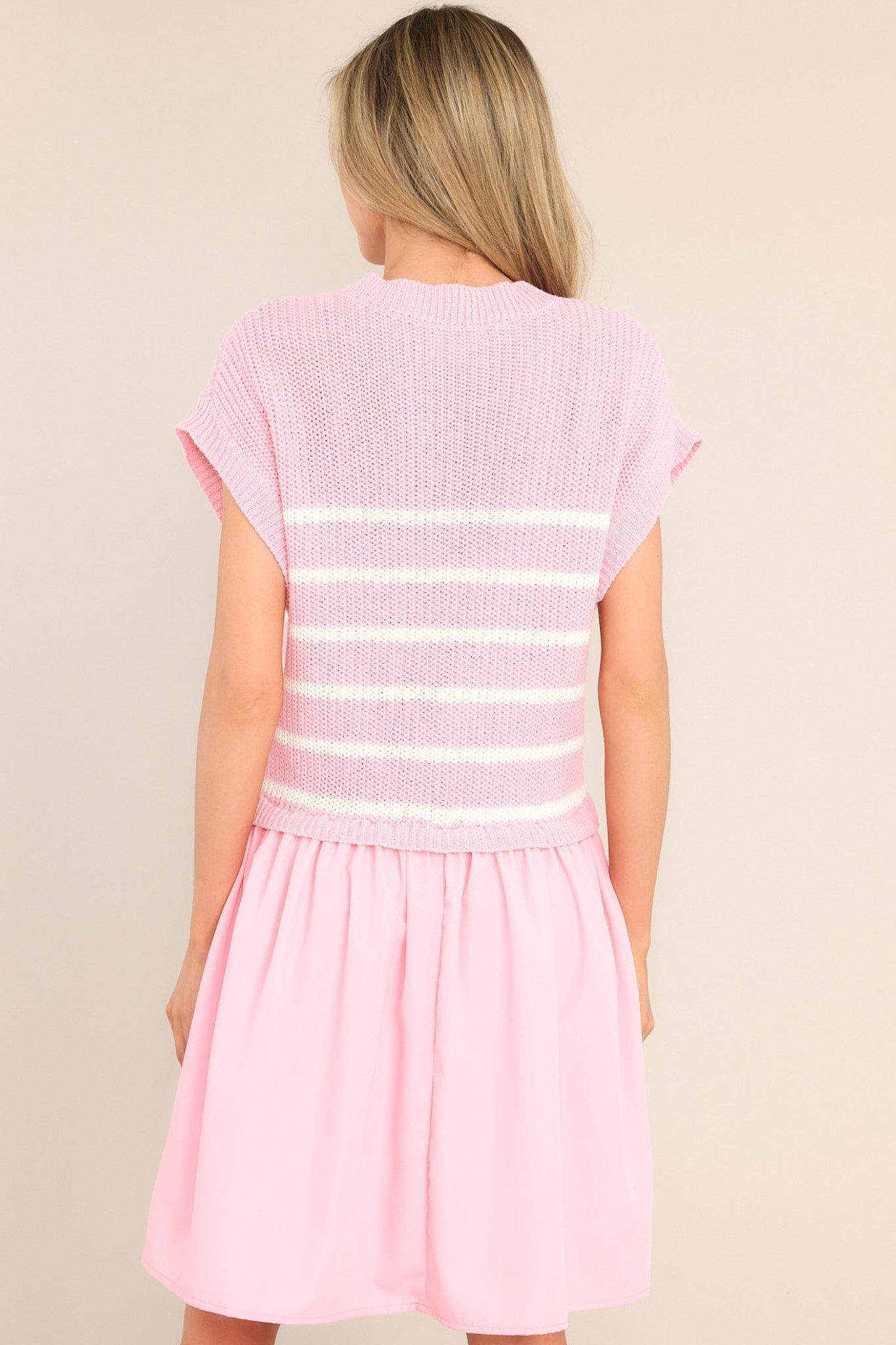 Journey Continues Pink & White Stripe Sweater Mini Dress - Red Dress