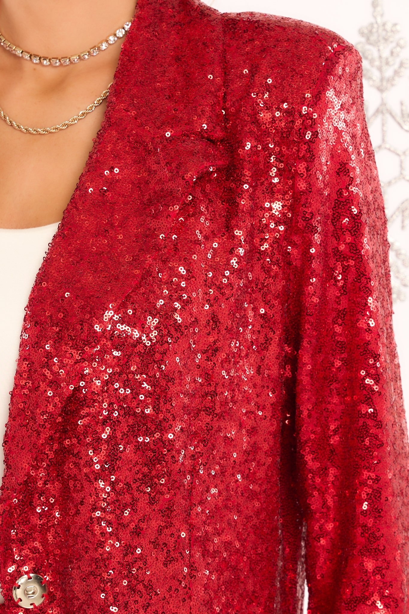 Just Pretend Red Sequin Blazer - Red Dress