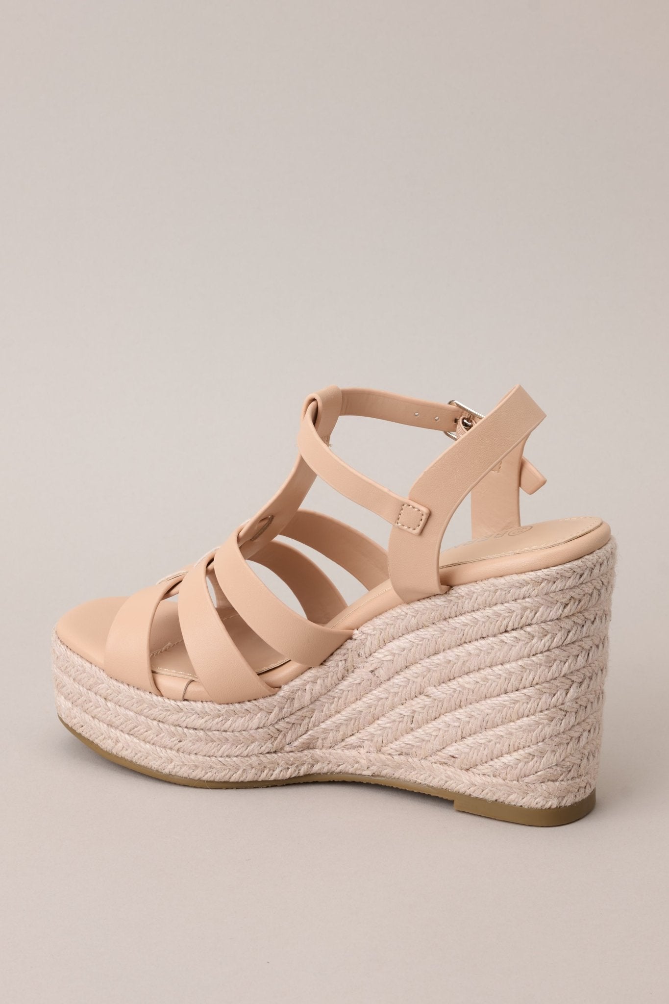 Just Wandering Beige Espadrille Platform Wedge Sandals - Red Dress