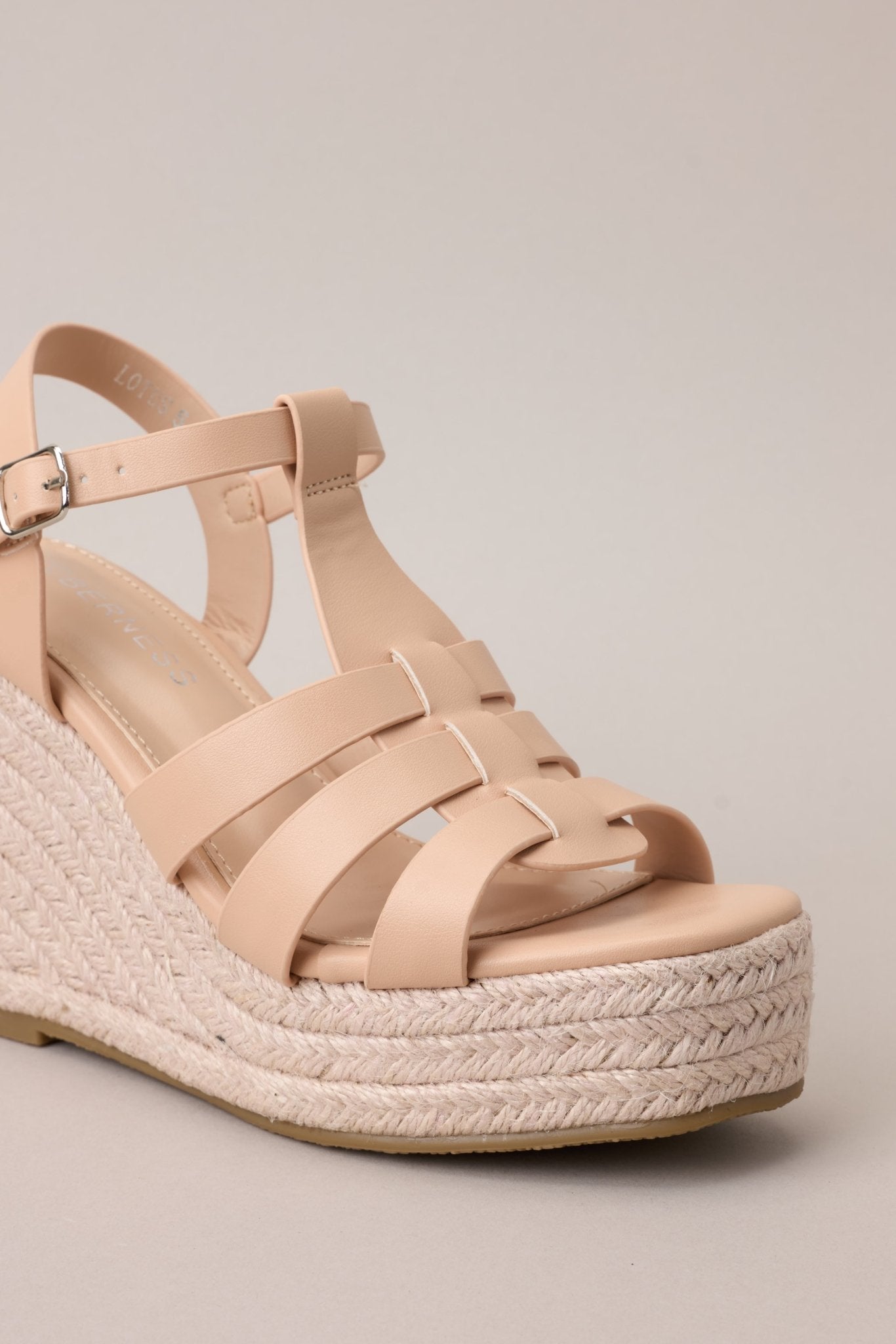 Just Wandering Beige Espadrille Platform Wedge Sandals - Red Dress