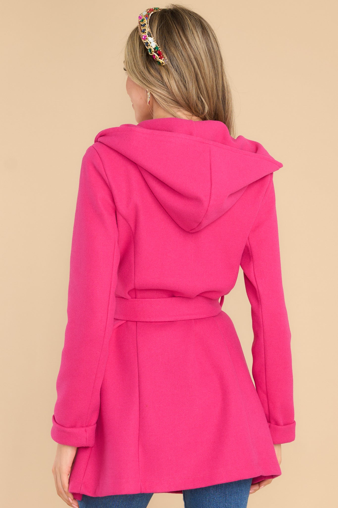 Know Deep Down Hot Pink Coat - Red Dress