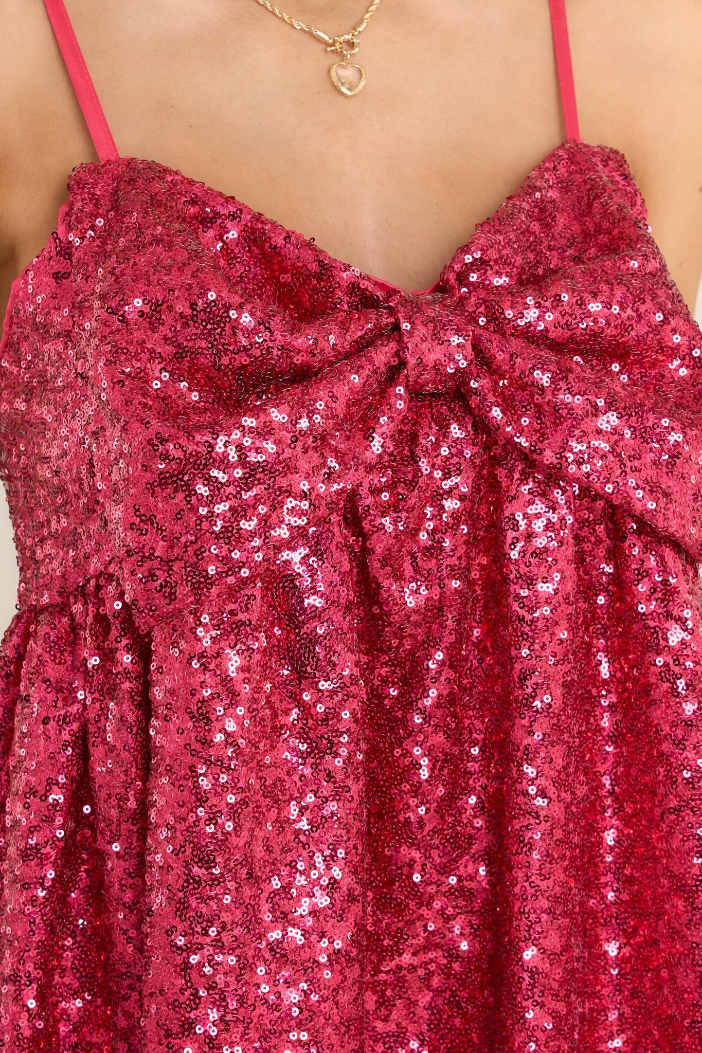 Let Her Shine Hot Pink Sequin Mini Dress - Red Dress