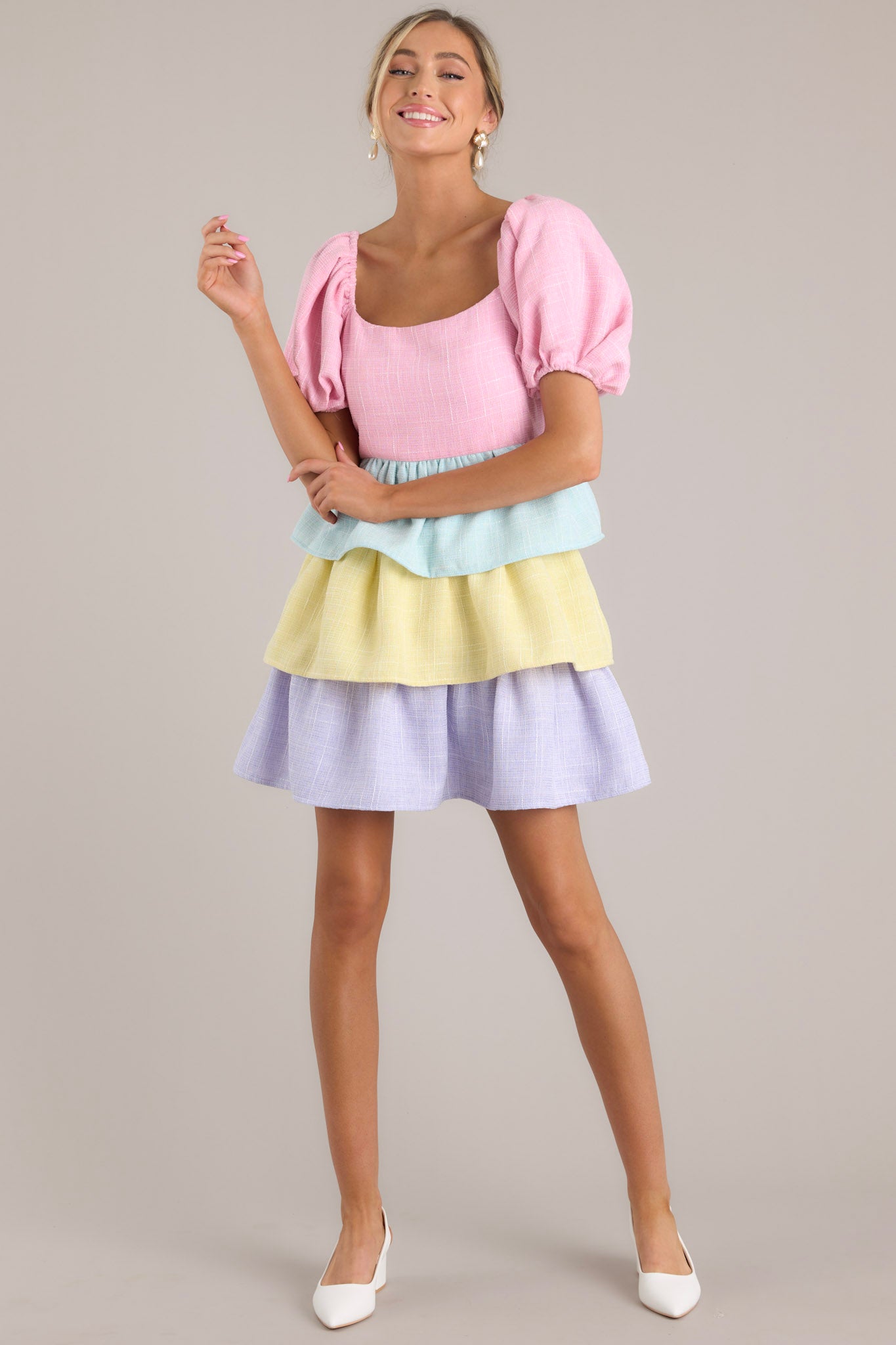 Living In Wonderment Pastel Mini Dress - Red Dress