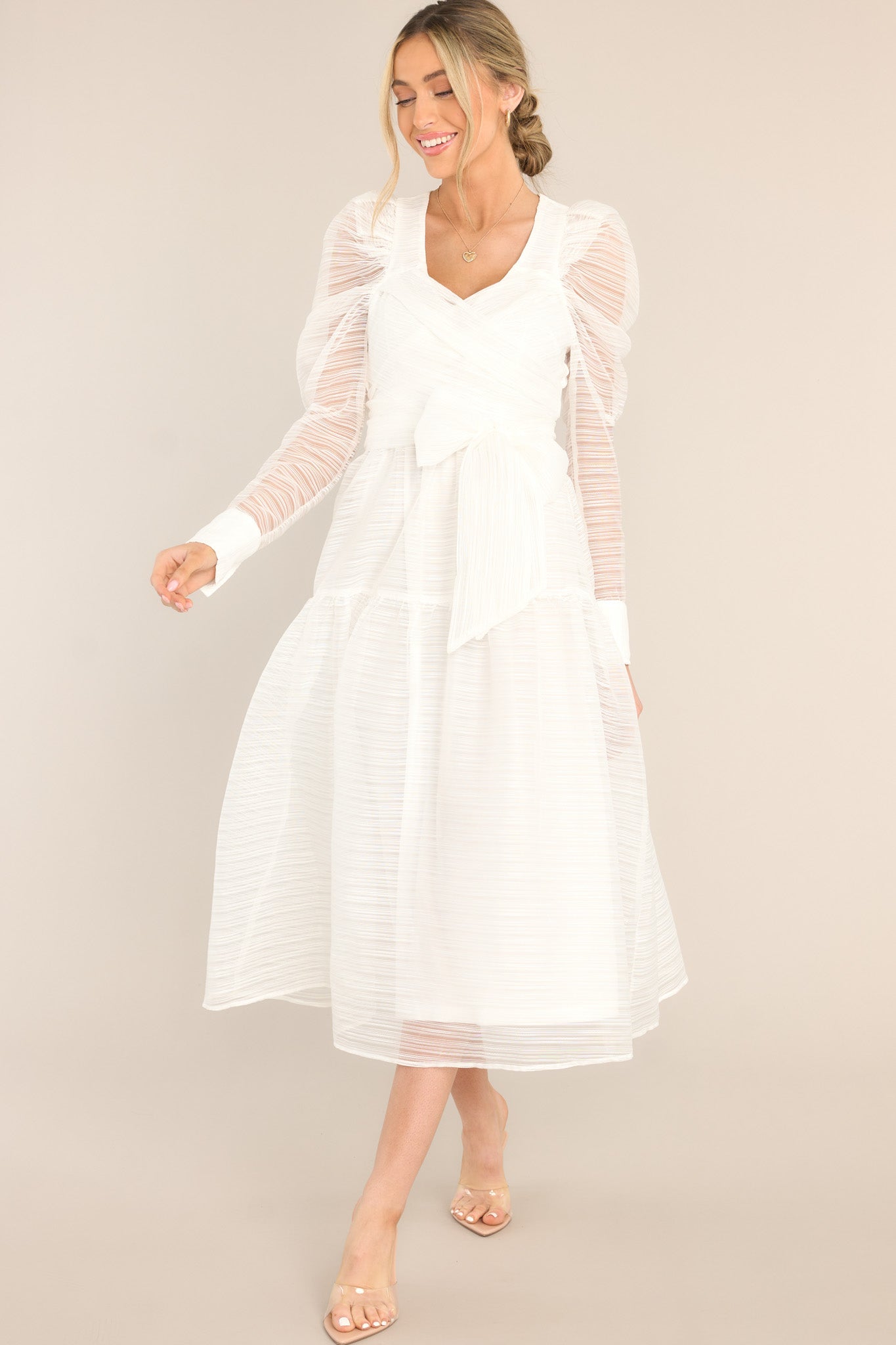 Lovely White Sheer Midi Dress - Shop By Color | Red Dress