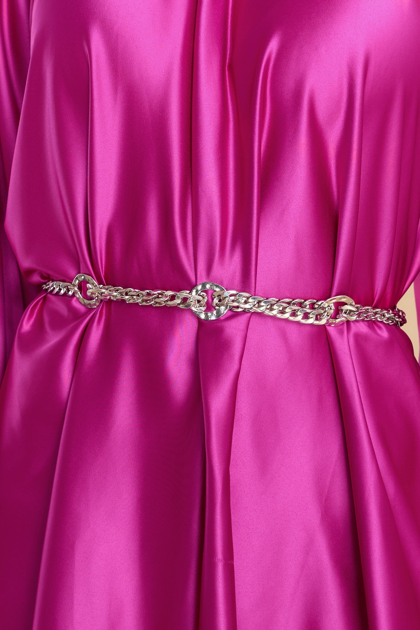 Love Your Curves Silver Chain Belt - Red Dress