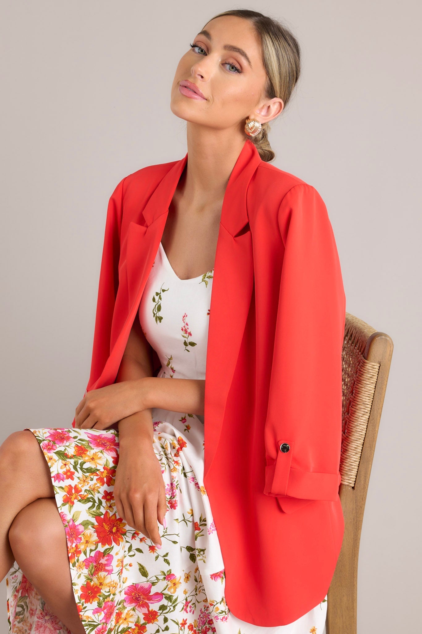 Make It Work Cherry Tomato Blazer - Red Dress