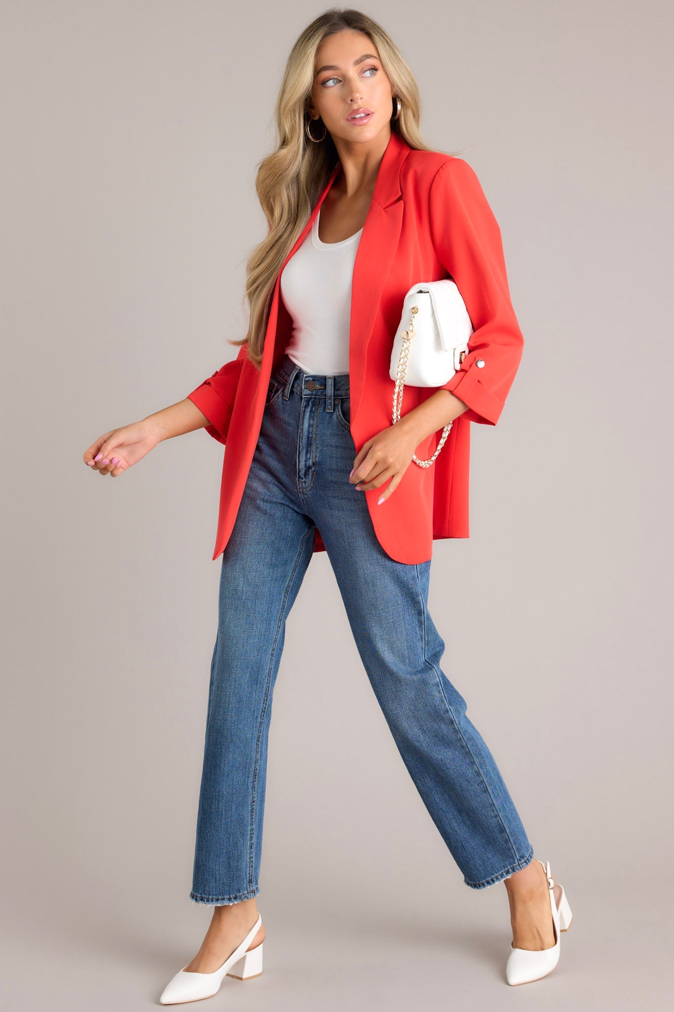 Make It Work Cherry Tomato Blazer - Red Dress