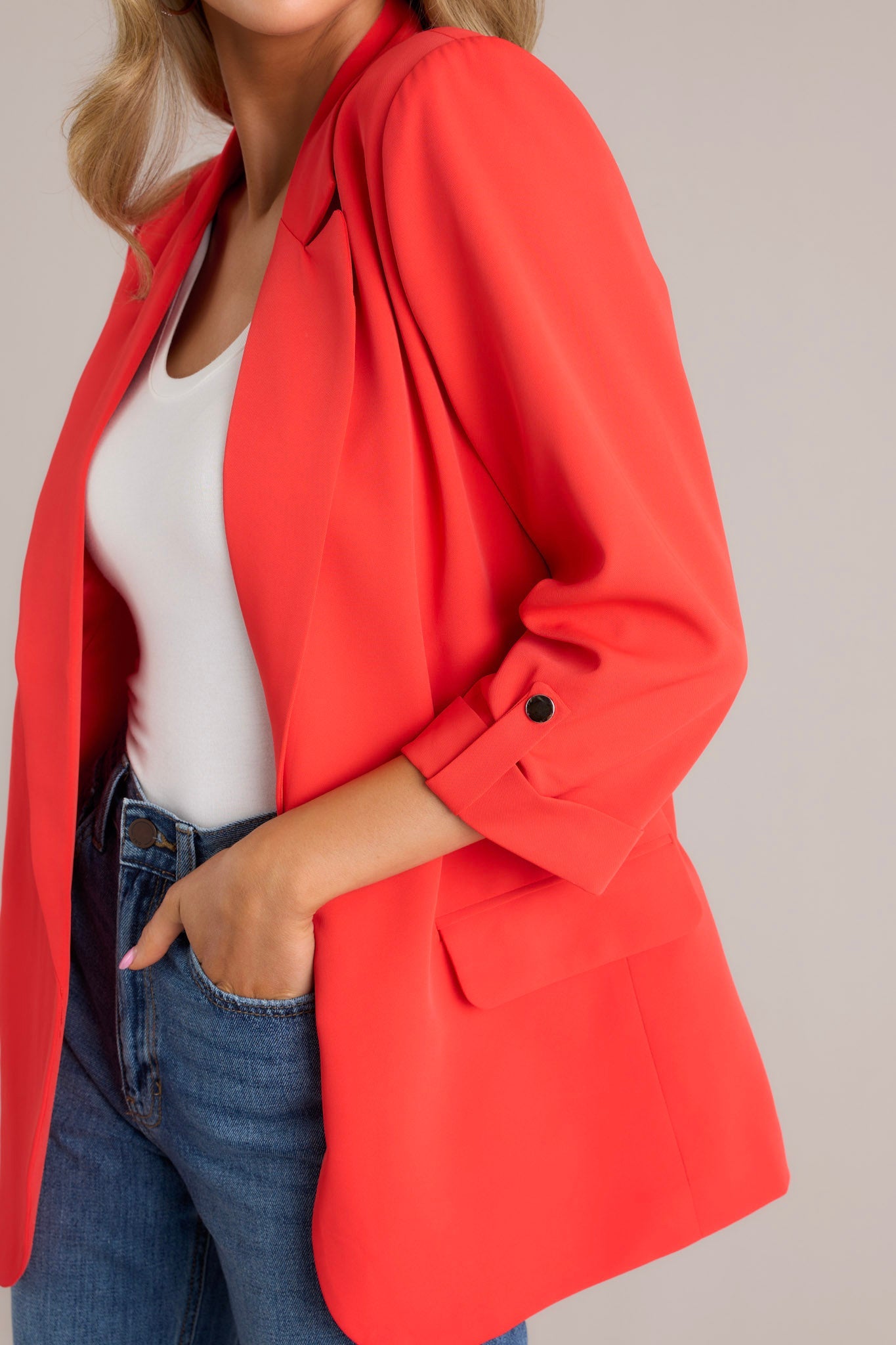 Make It Work Cherry Tomato Blazer - Red Dress