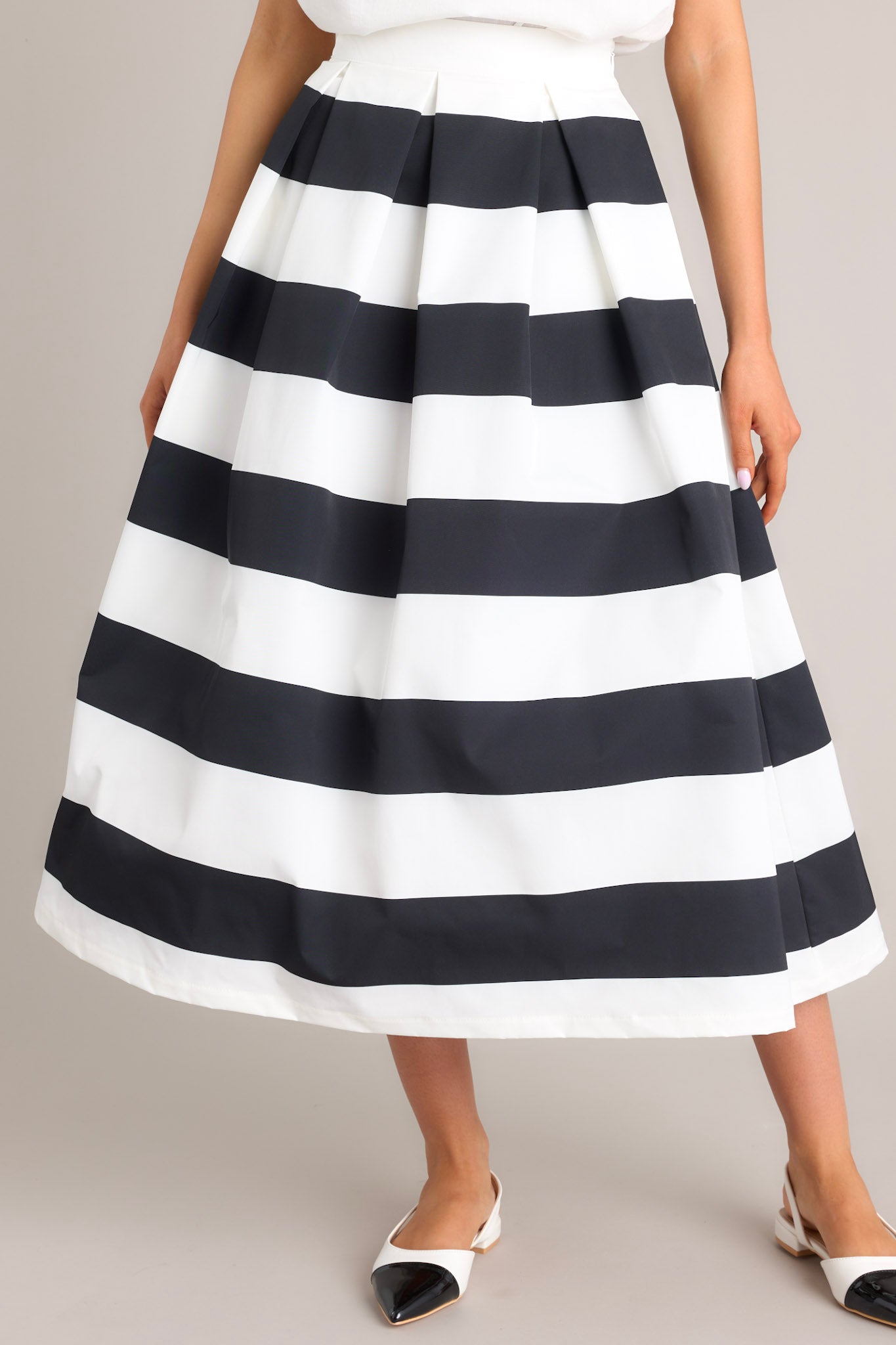 Black & White Midi Skirt - All Bottoms | Red Dress