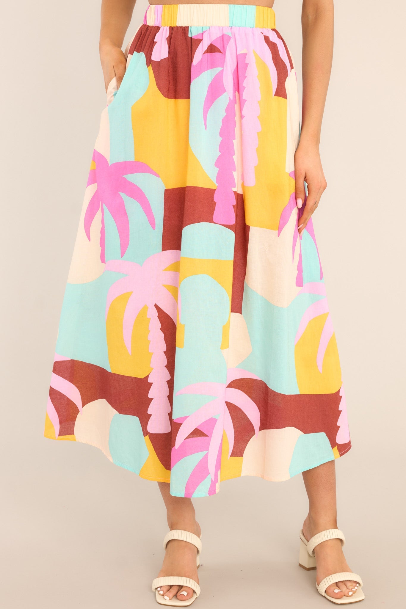 MINKPINK Palmera Sky Blue Midi Skirt - Red Dress