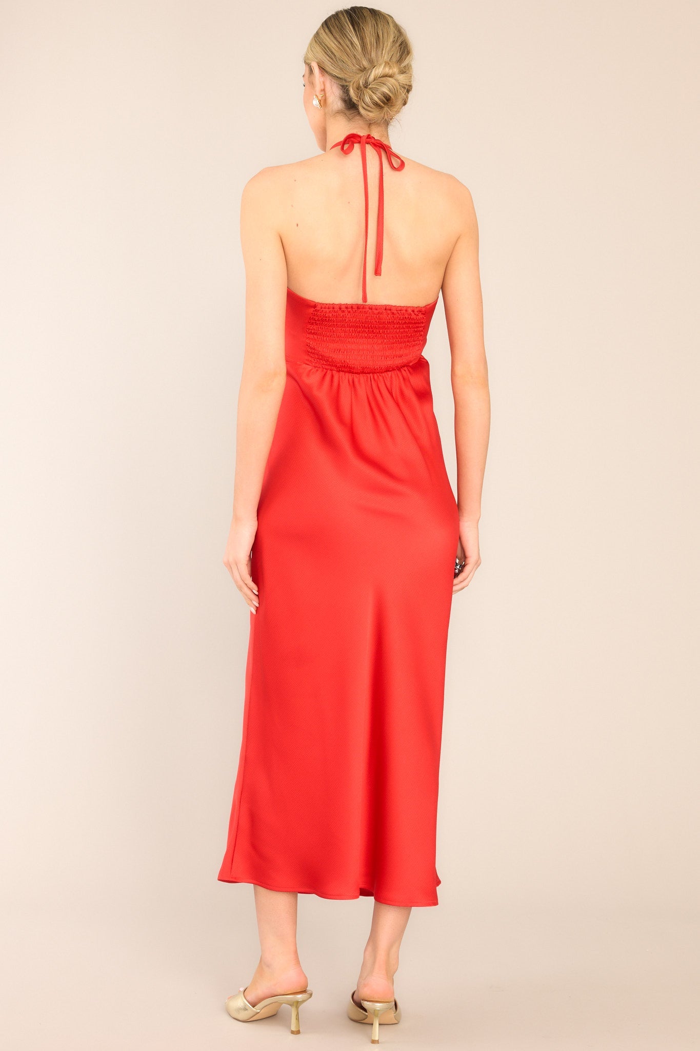 MINKPINK Sonia Halter Neck Red Midi Dress - Red Dress