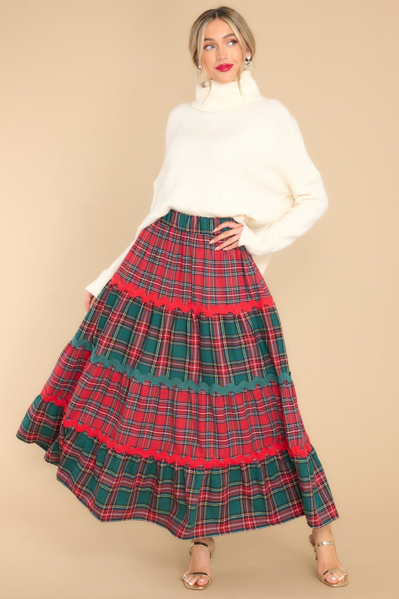 Gorgeous Red Plaid Maxi Skirt - All Holiday | Red Dress