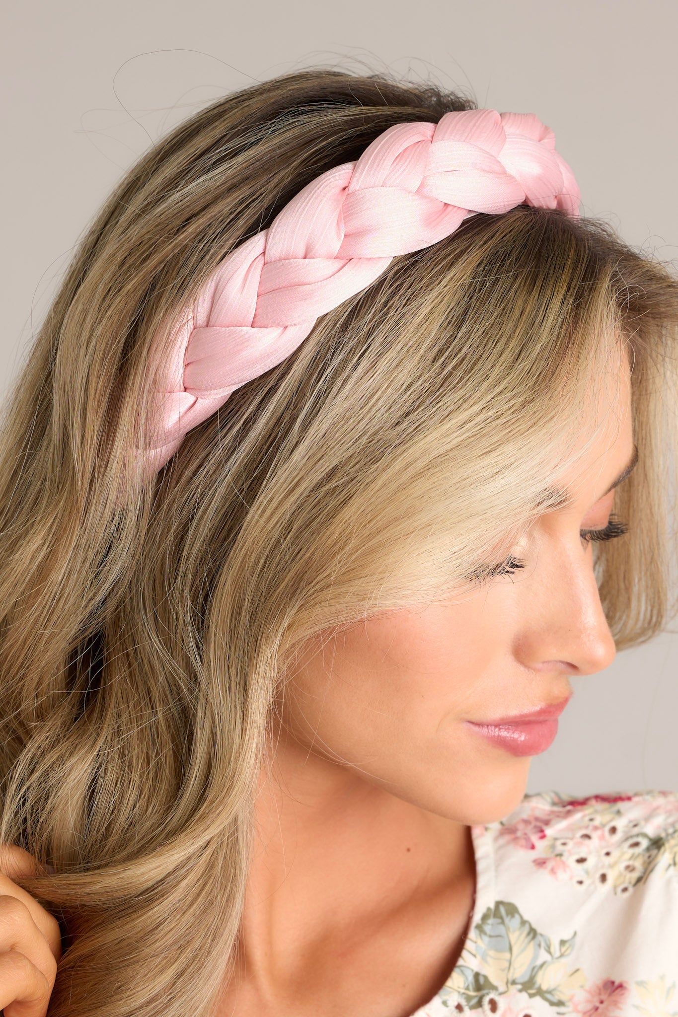 Moments of Me Light Pink Braided Headband - Red Dress