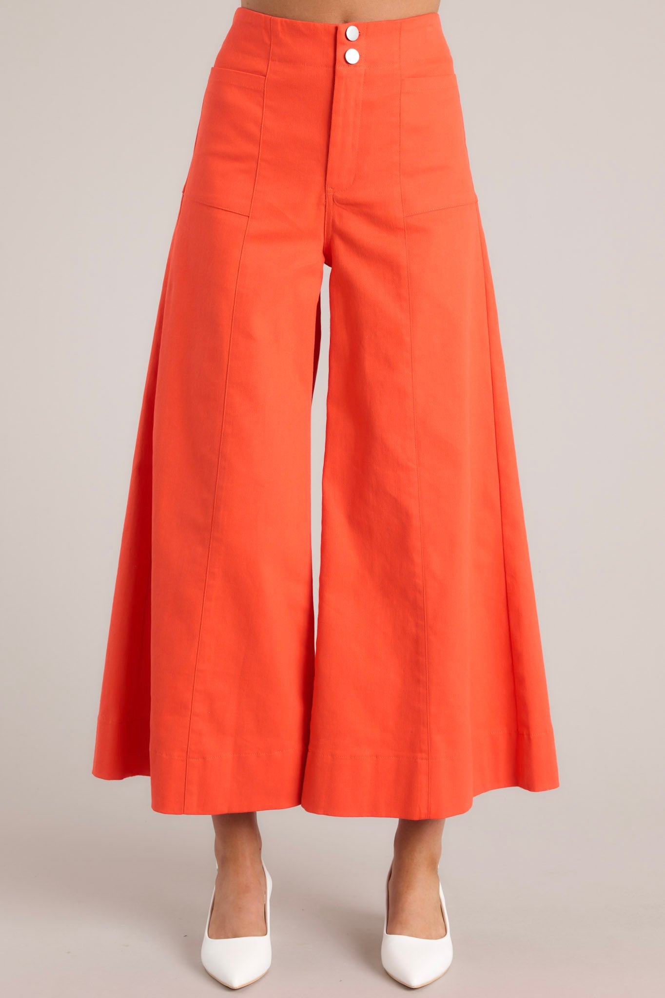 Navigating Life Red Orange Wide Leg Cropped Pants - Red Dress