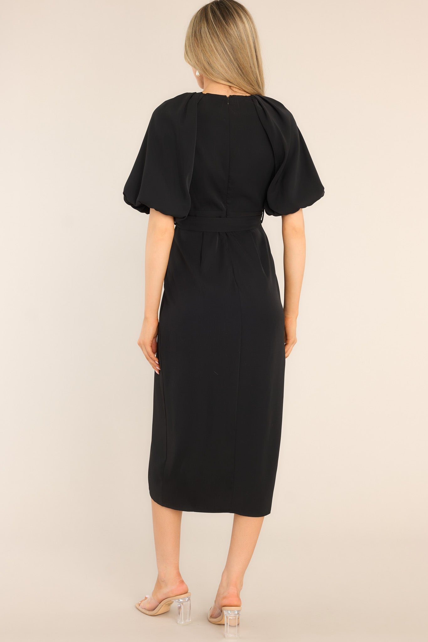 No Matter The Odds Black Belted Midi Dress - Red Dress