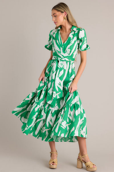 Kelly green wrap dress top