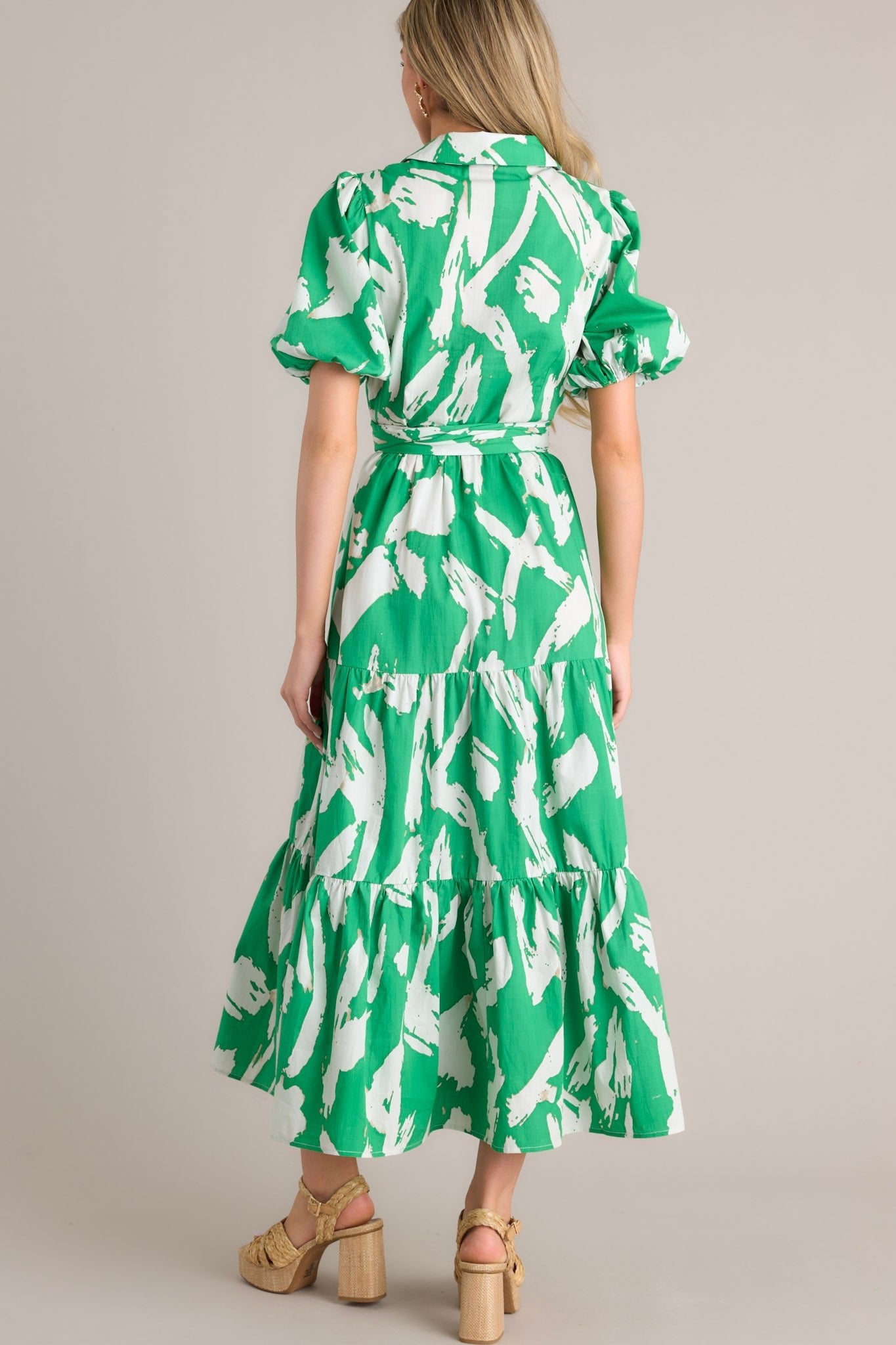 Not Just Anyone Kelly Green Abstract Print Maxi Dress - Red Dress