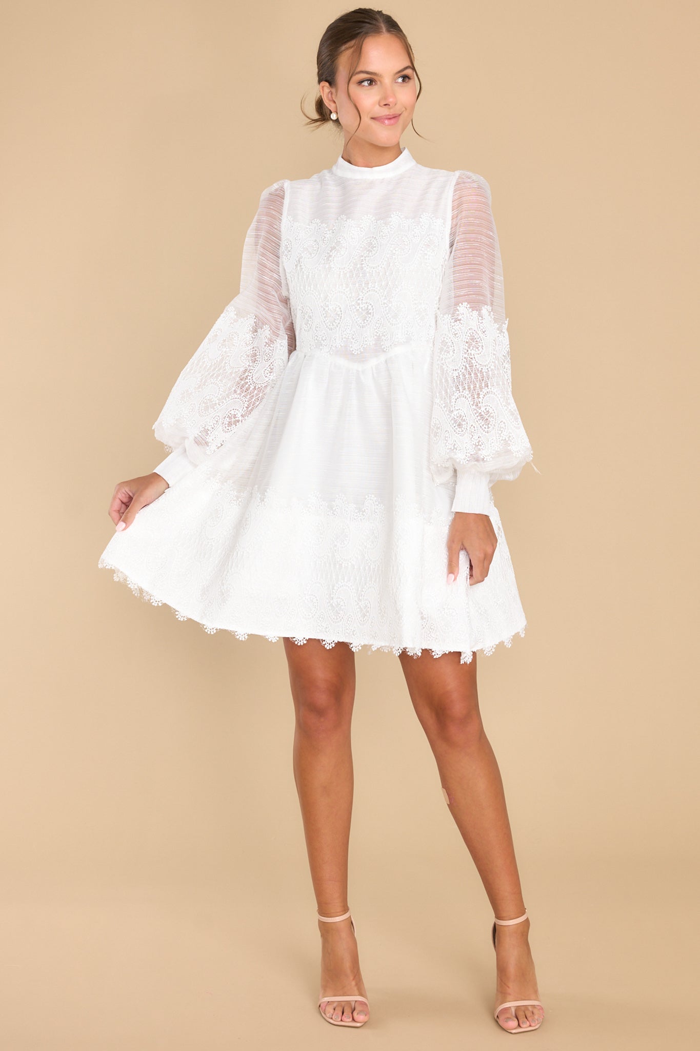 On My Best Behavior White Eyelet Dress - Red Dress