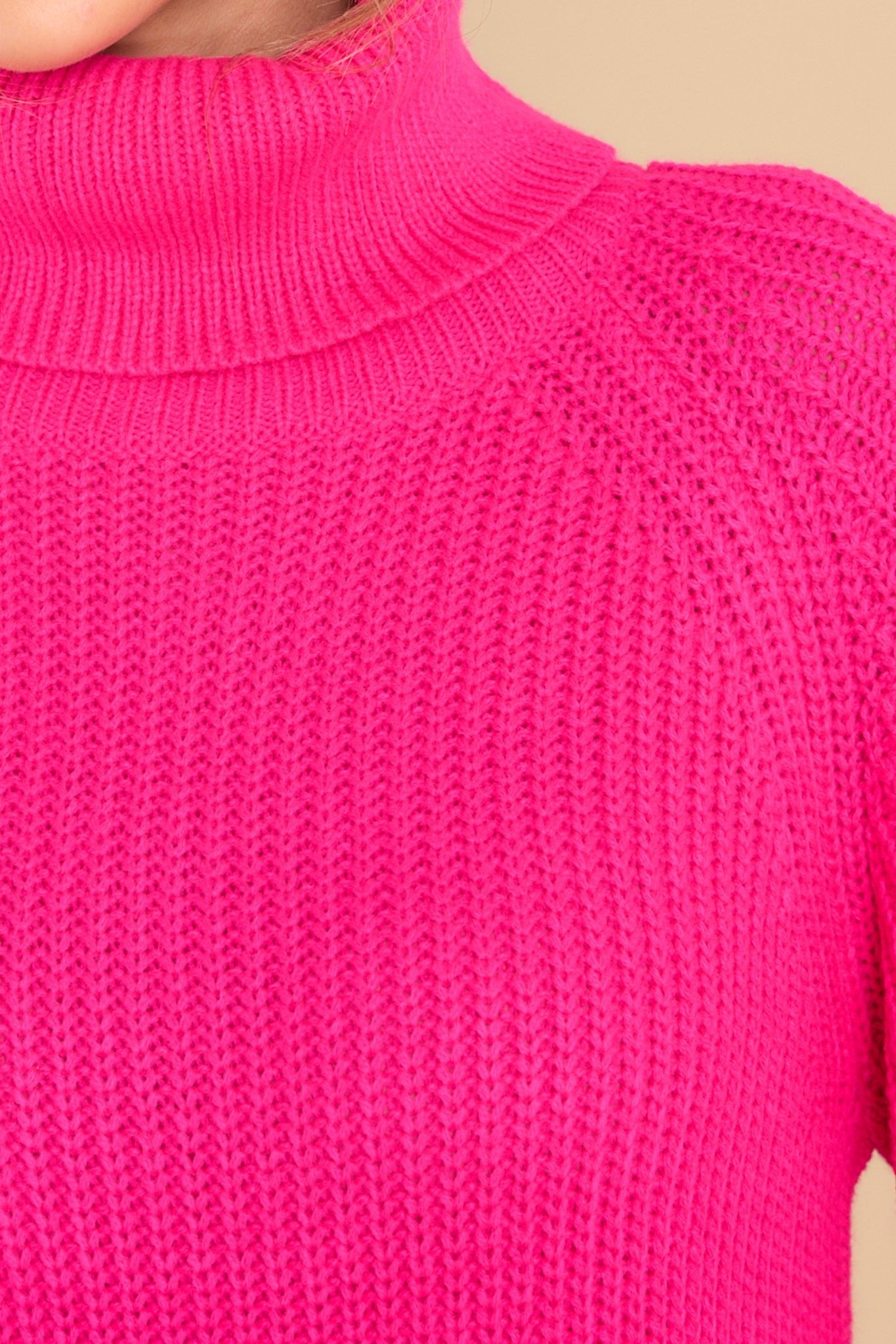 On My Way Up Hot Pink Sweater Dress - Red Dress