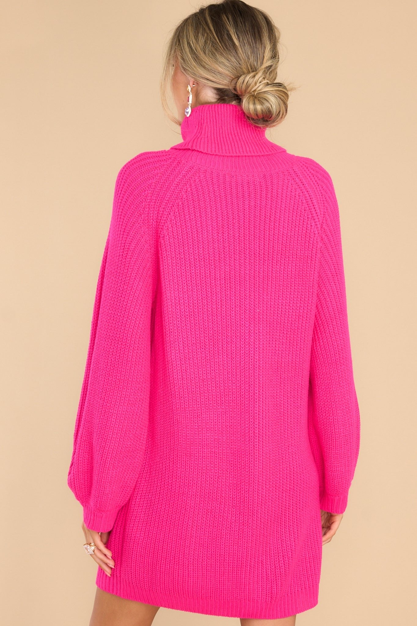 On My Way Up Hot Pink Sweater Dress - Red Dress