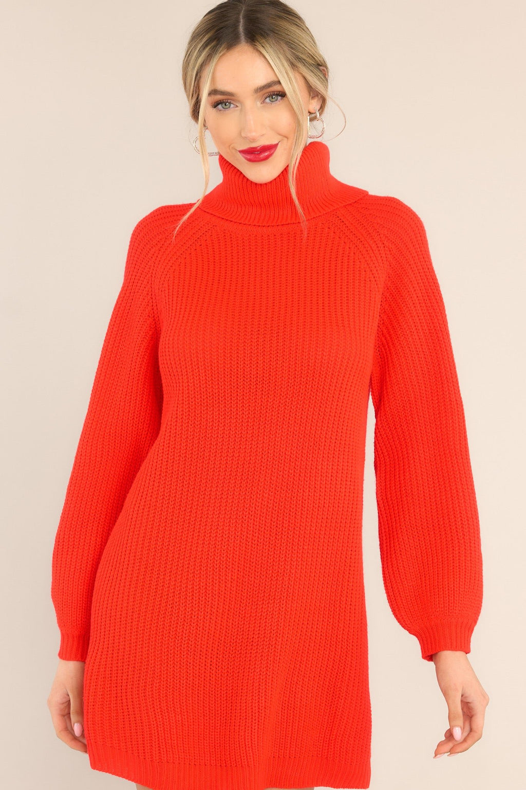 Adorable Red Sweater Dress Keep Me Cozy Red Dress