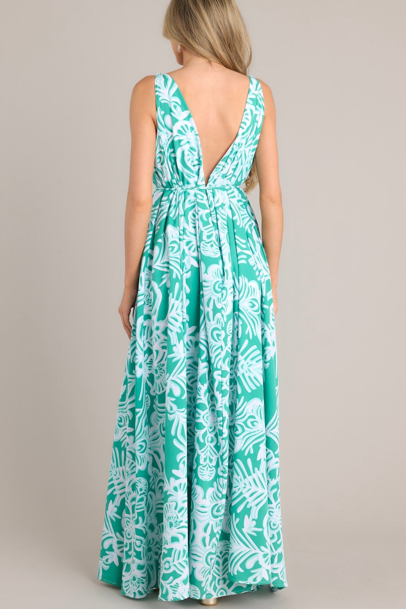 Only Clear Skies Green Print Maxi Dress - Red Dress