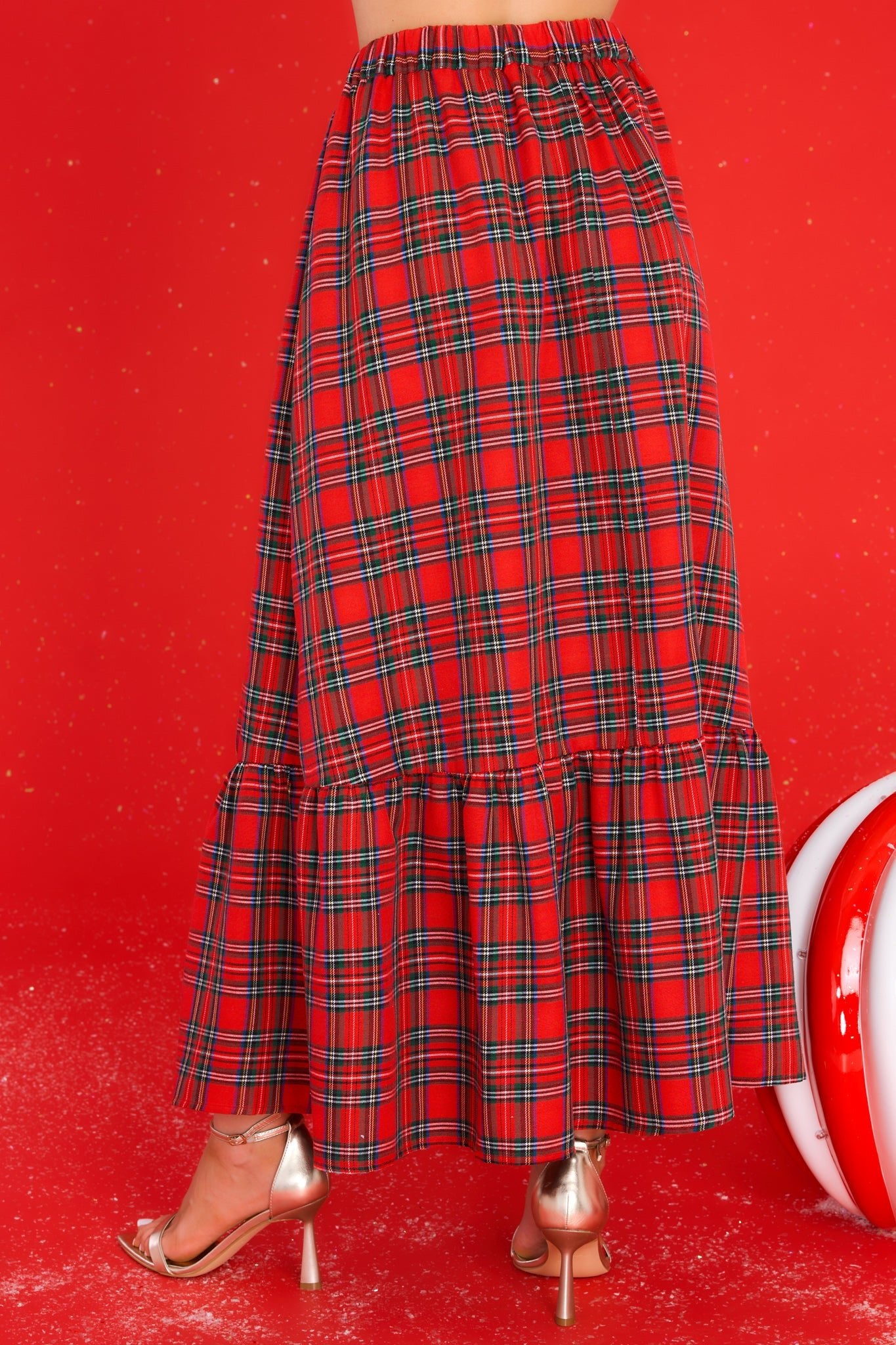 Out Of My Control Red Plaid Maxi Skirt - Red Dress