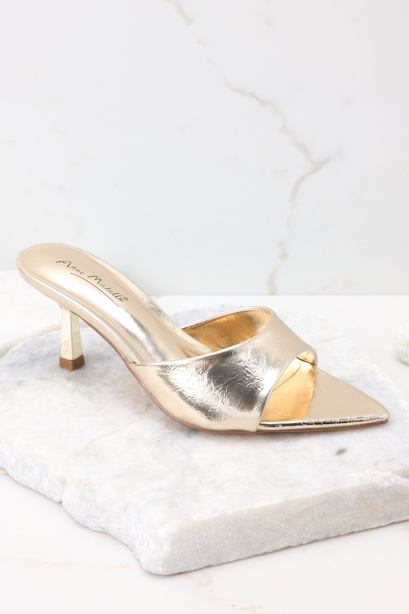 Path To Greatness Gold High Heel Sandal - Red Dress