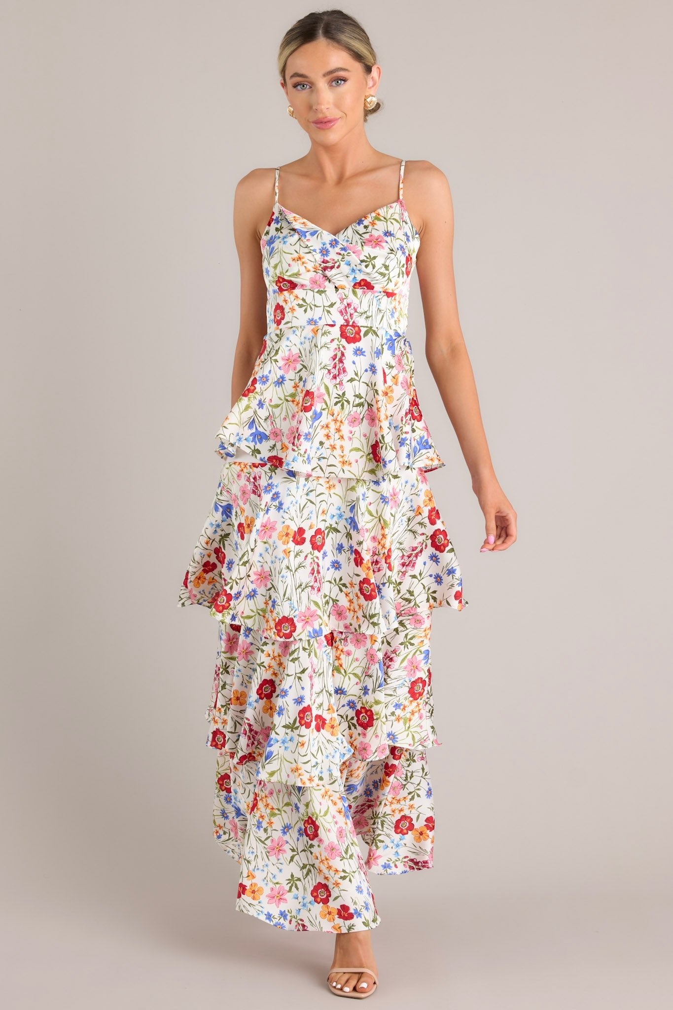 White Floral Print Maxi Dress - All Dresses | Red Dress