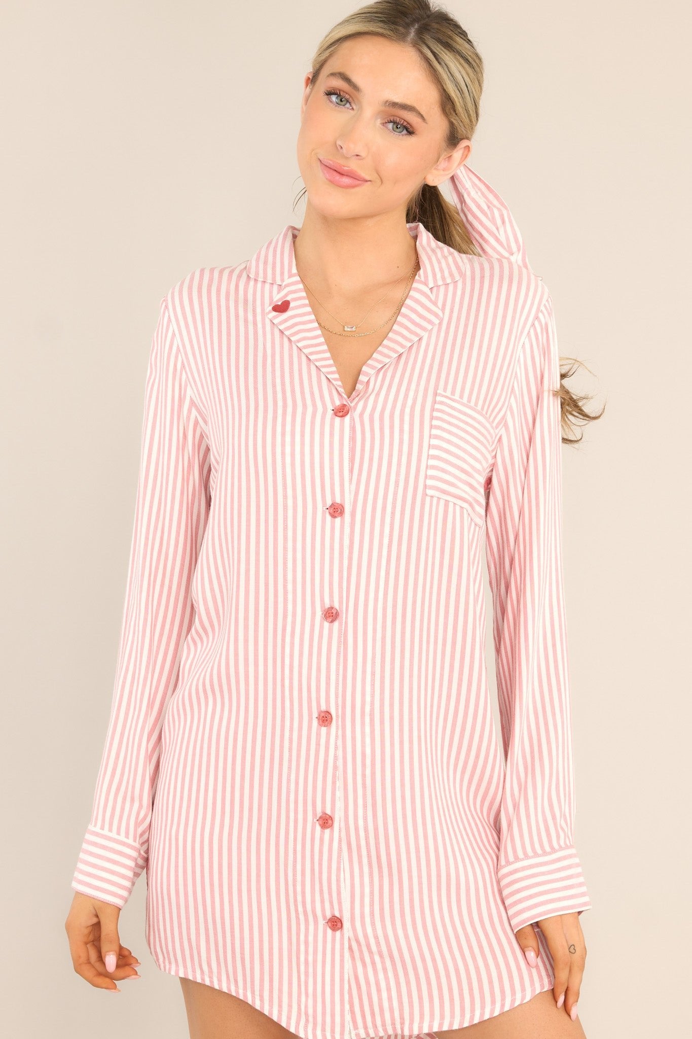 PJ Salvage Stripe Hype Pink Nightshirt - Red Dress