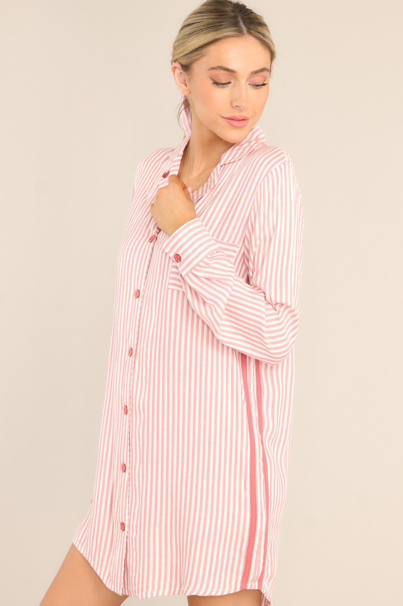 PJ Salvage Stripe Hype Pink Nightshirt - Red Dress