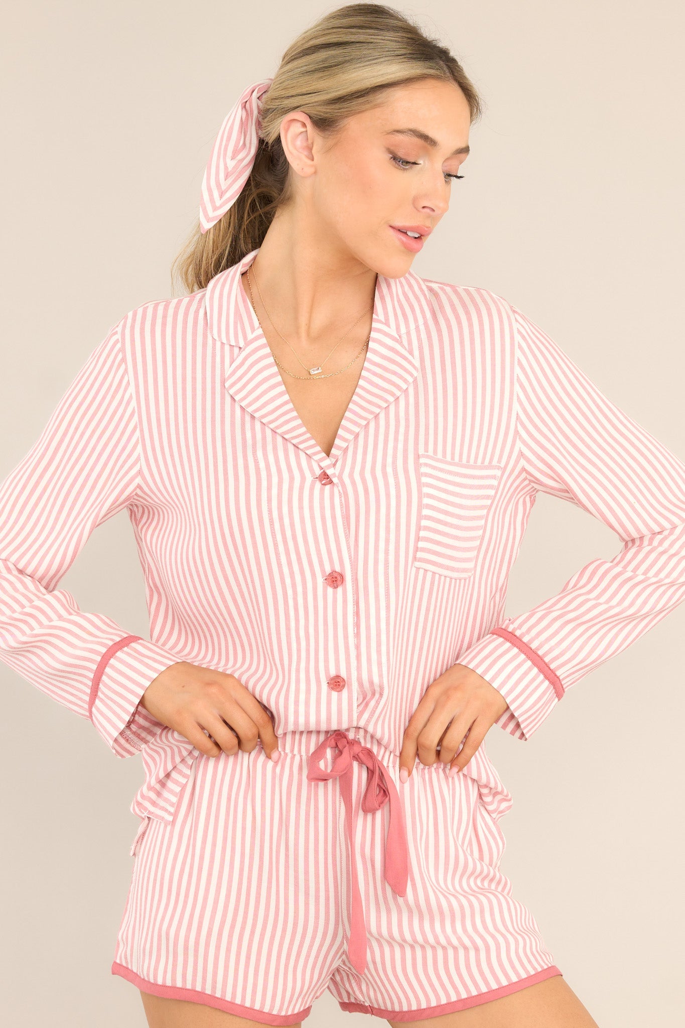 PJ Salvage Stripe Hype Pink PJ Top - Red Dress