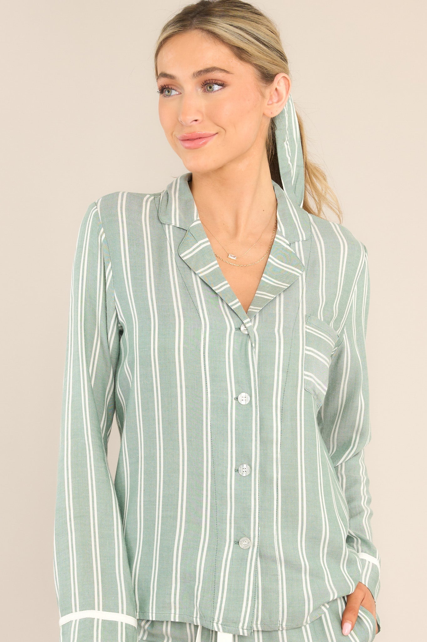 PJ Salvage Stripe Hype Sage PJ Top - Red Dress