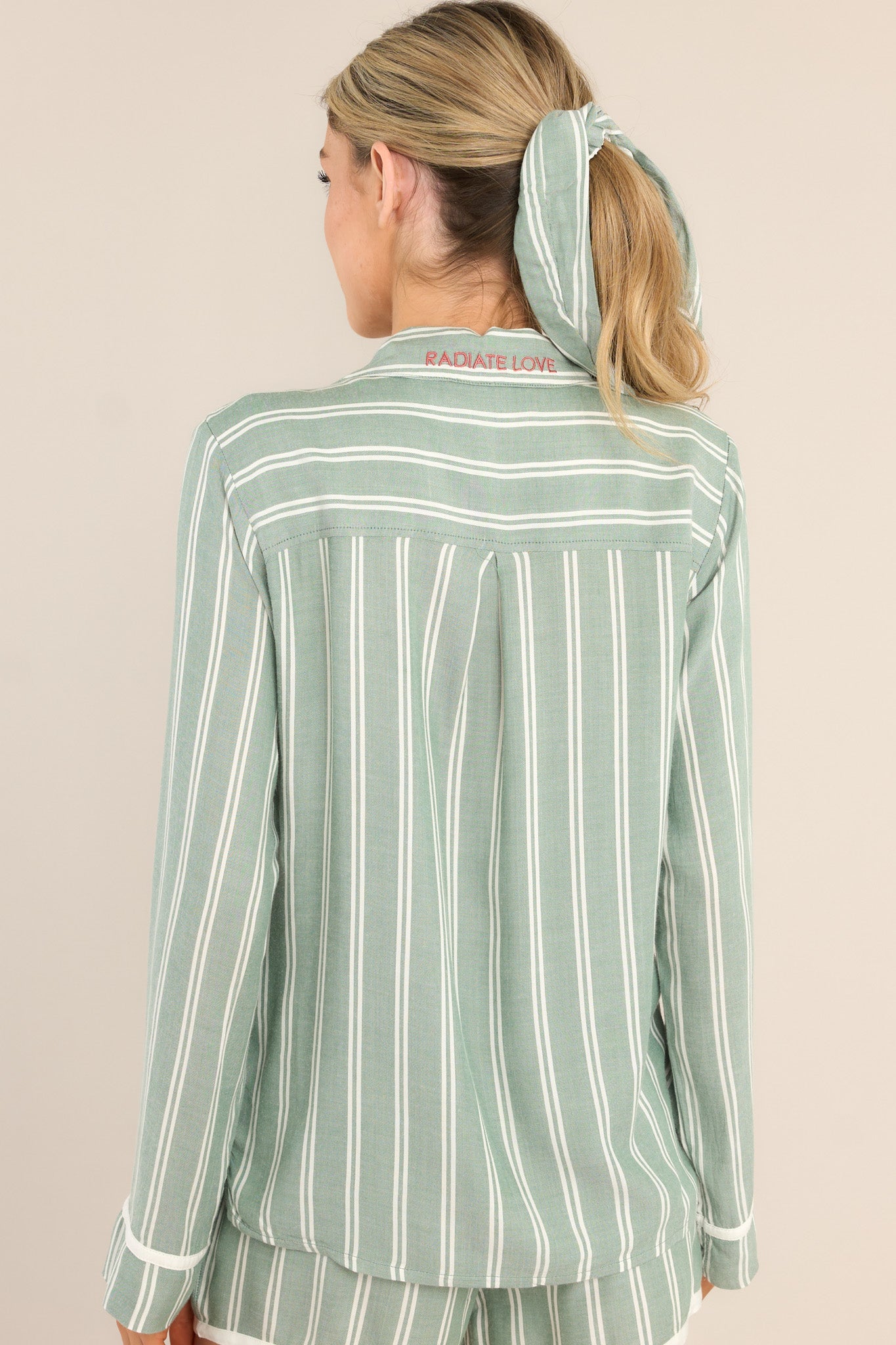 PJ Salvage Stripe Hype Sage PJ Top - Red Dress