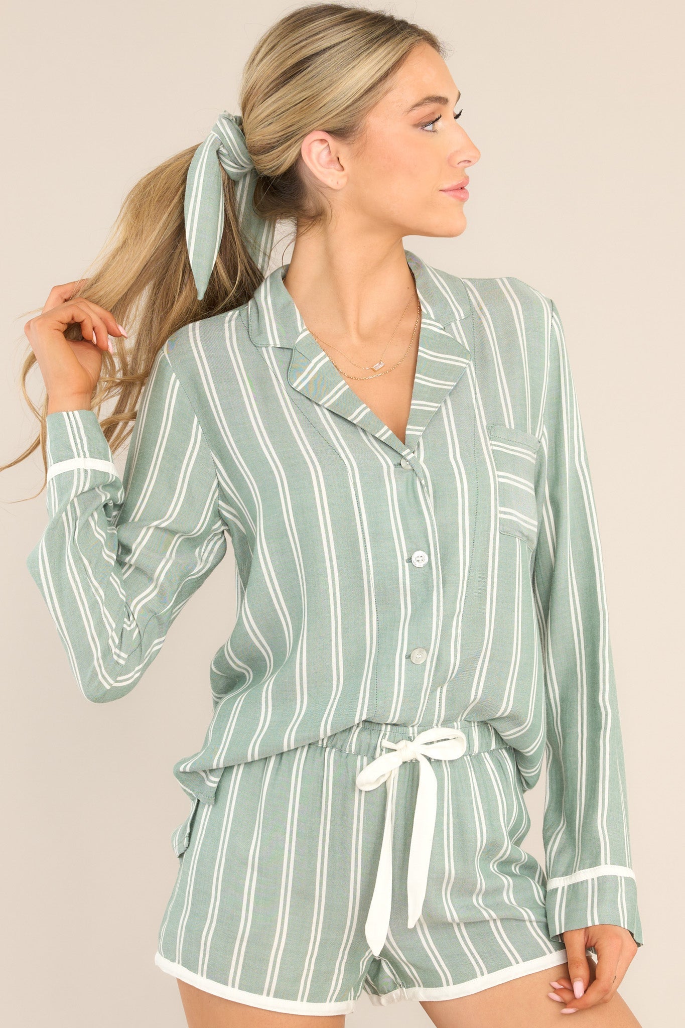 PJ Salvage Stripe Hype Sage PJ Top - Red Dress