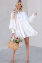 Angel Eyes Long Sleeve Babydoll Dress (White) · NanaMacs, 46% OFF