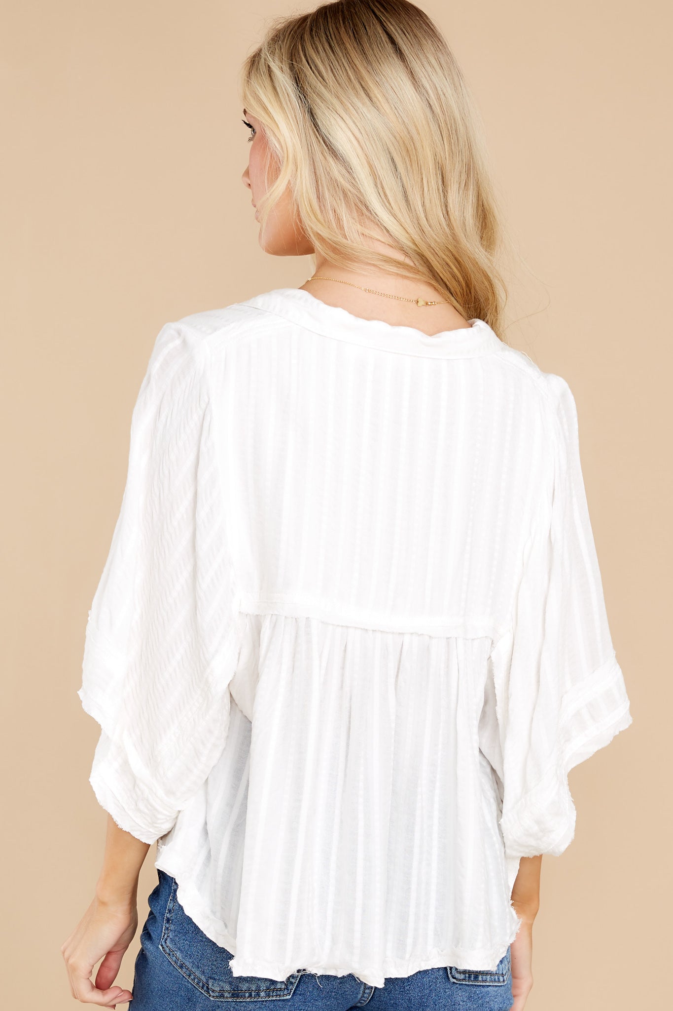 Cute Flowy White Top - Blouses And Shirts | Red Dress