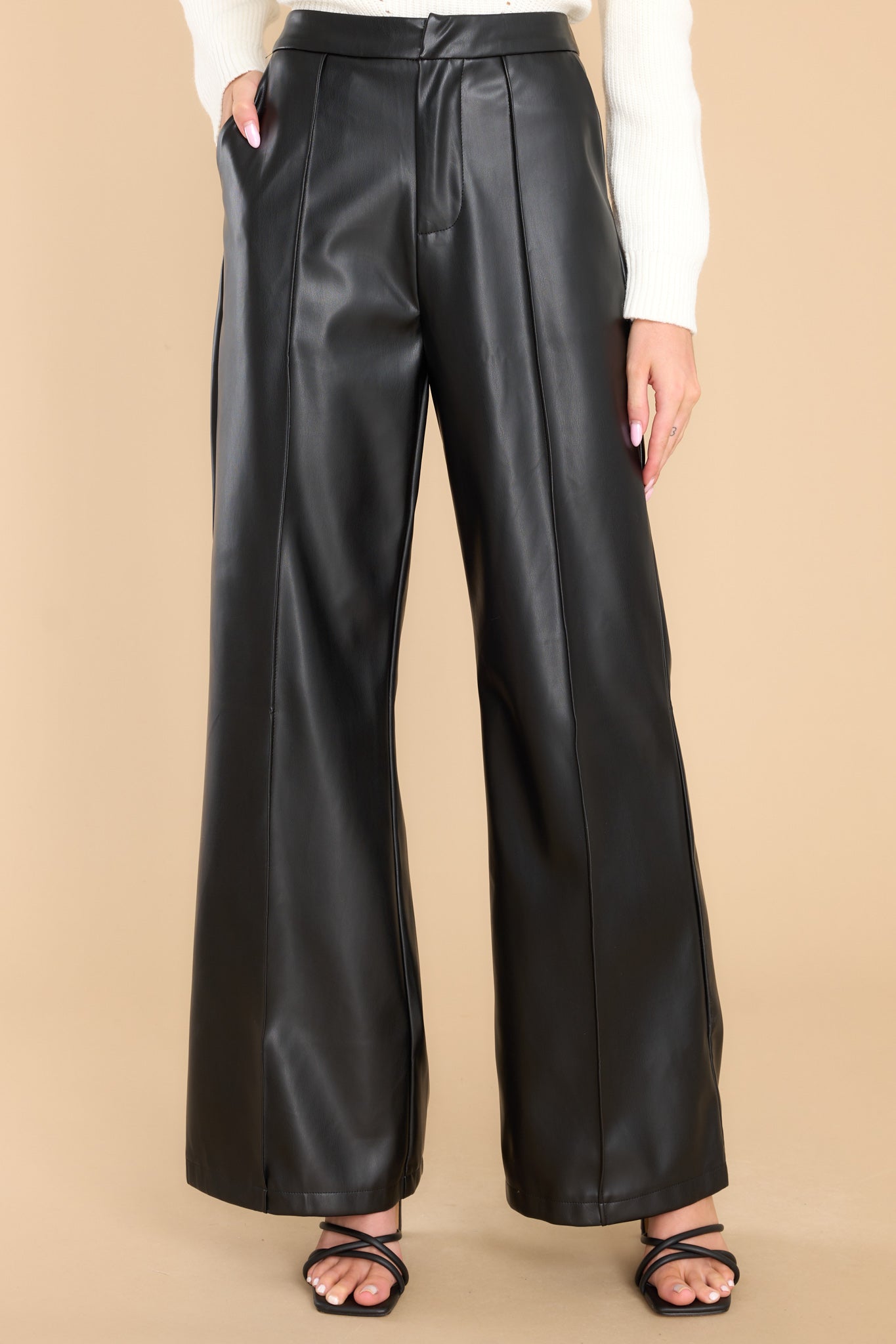 Stylish Black Faux Leather Pants - All Bottoms | Red Dress