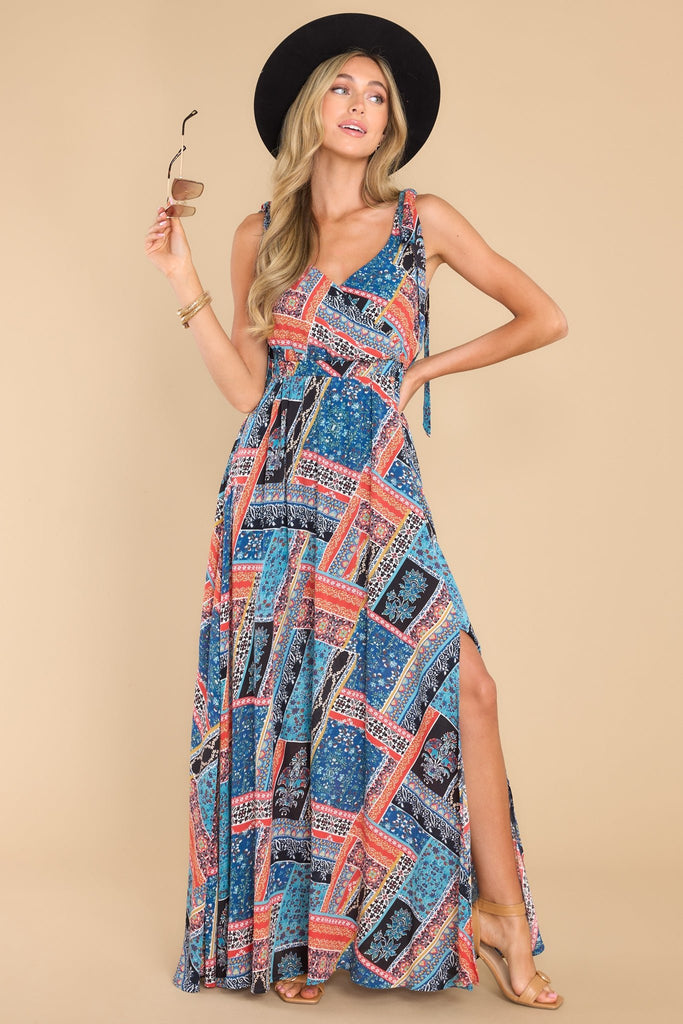 Stunning Navy Patchwork Maxi Dress - All Dresses | Red Dress