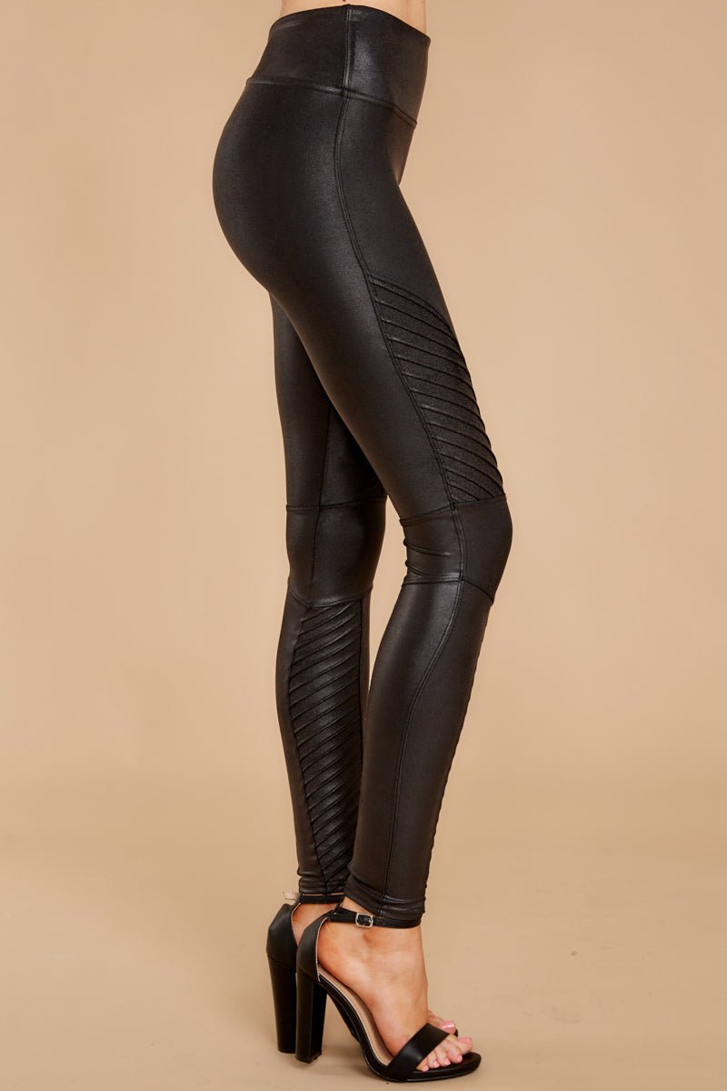 Women's High Waist Faux Leather Leggings - A New Day™ Black S