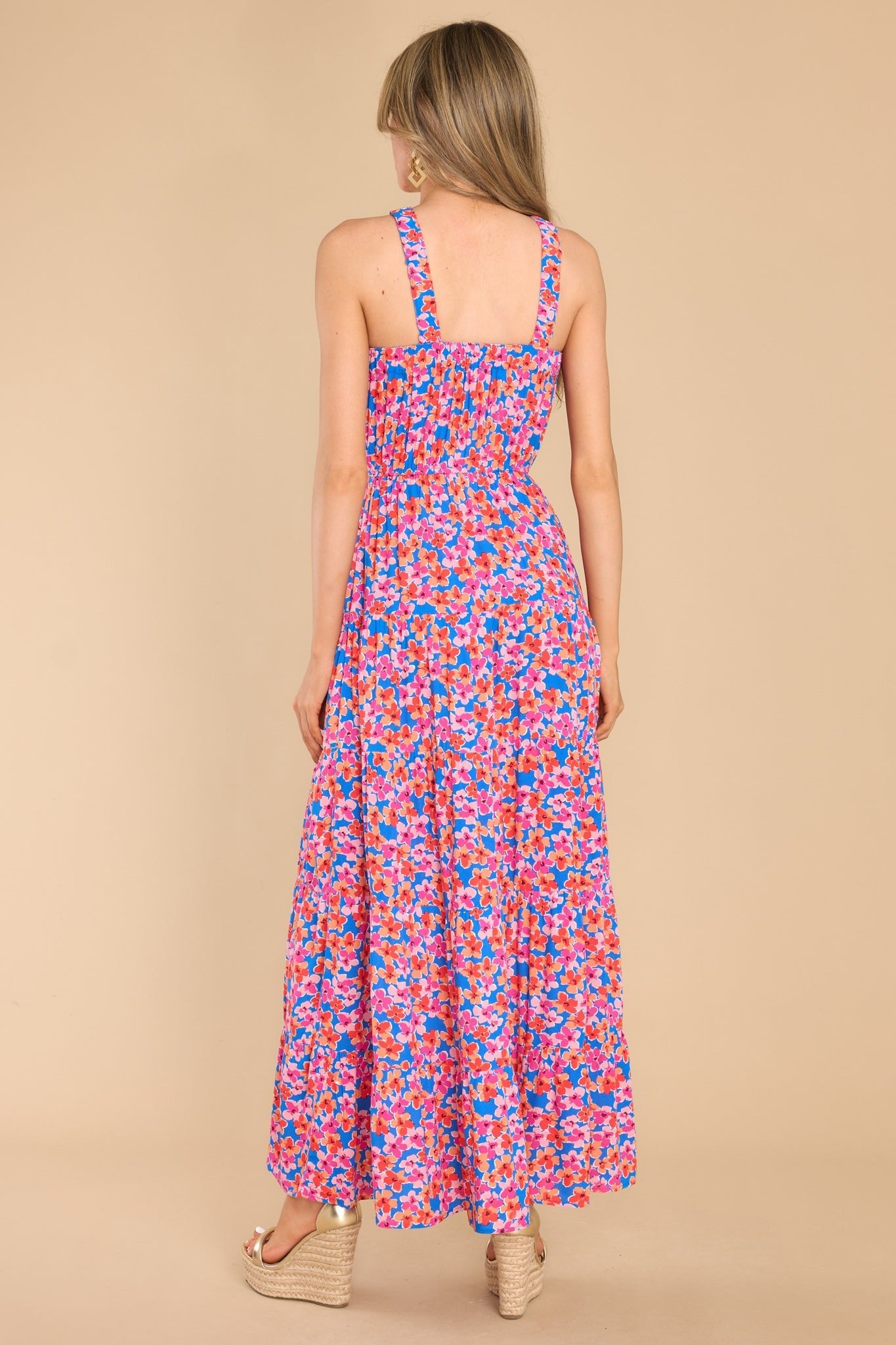 Divine Designs Blue Multi Floral Maxi Dress - Red Dress