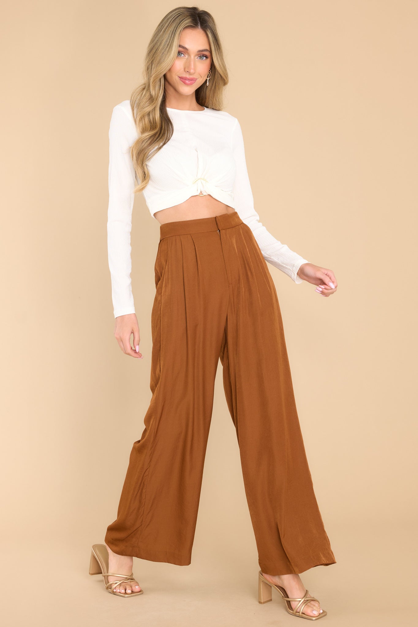 Women'S Plus Size Womens Wide Leg Palazzo Pants High Waisted Lounge Pant  Smocked Pleated Loose Fit Casual Trousers Polyester Cotton Brown -  Walmart.com