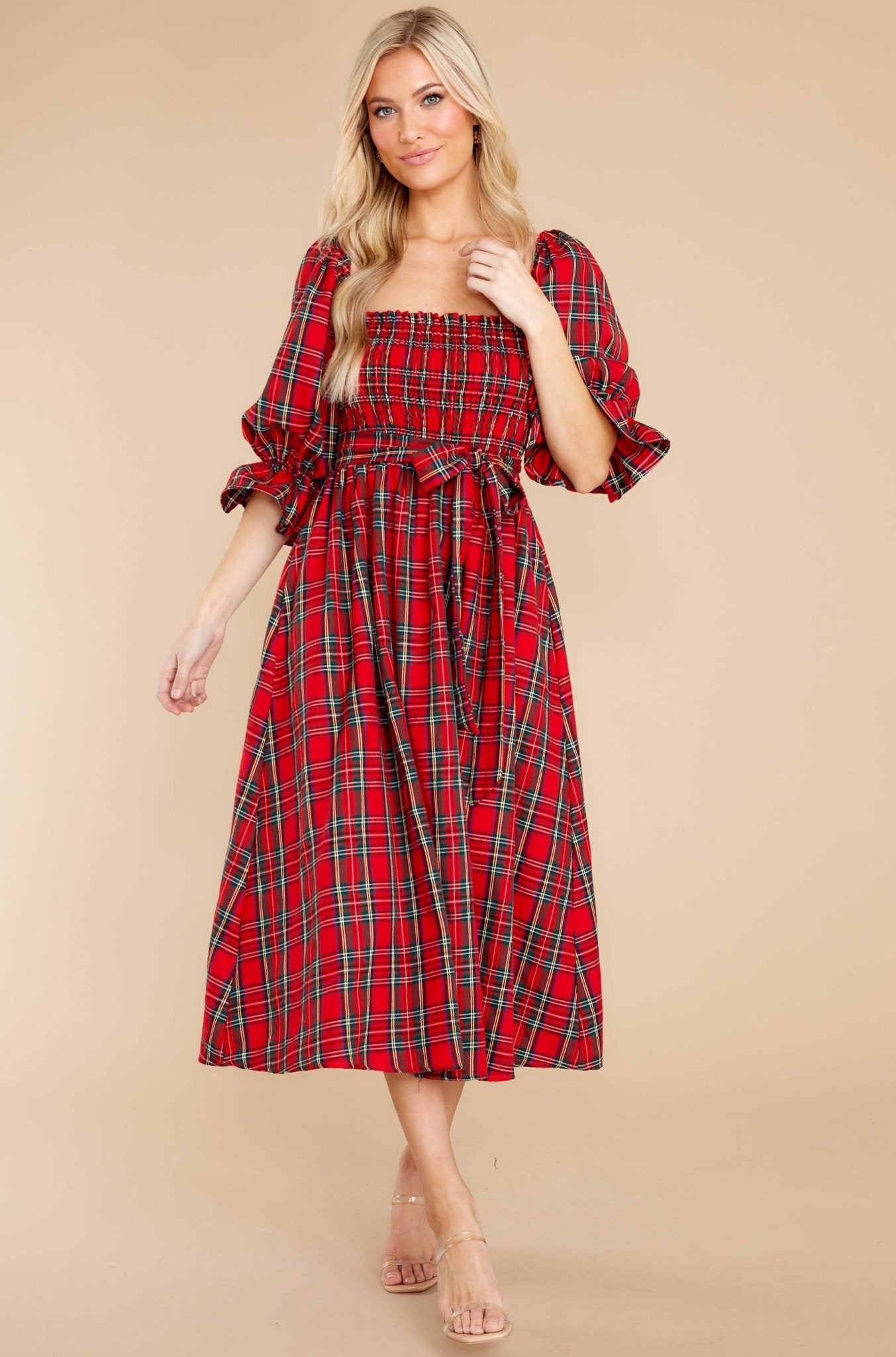 Delightful Red Plaid Maxi Dress - Dresses | Red Dress