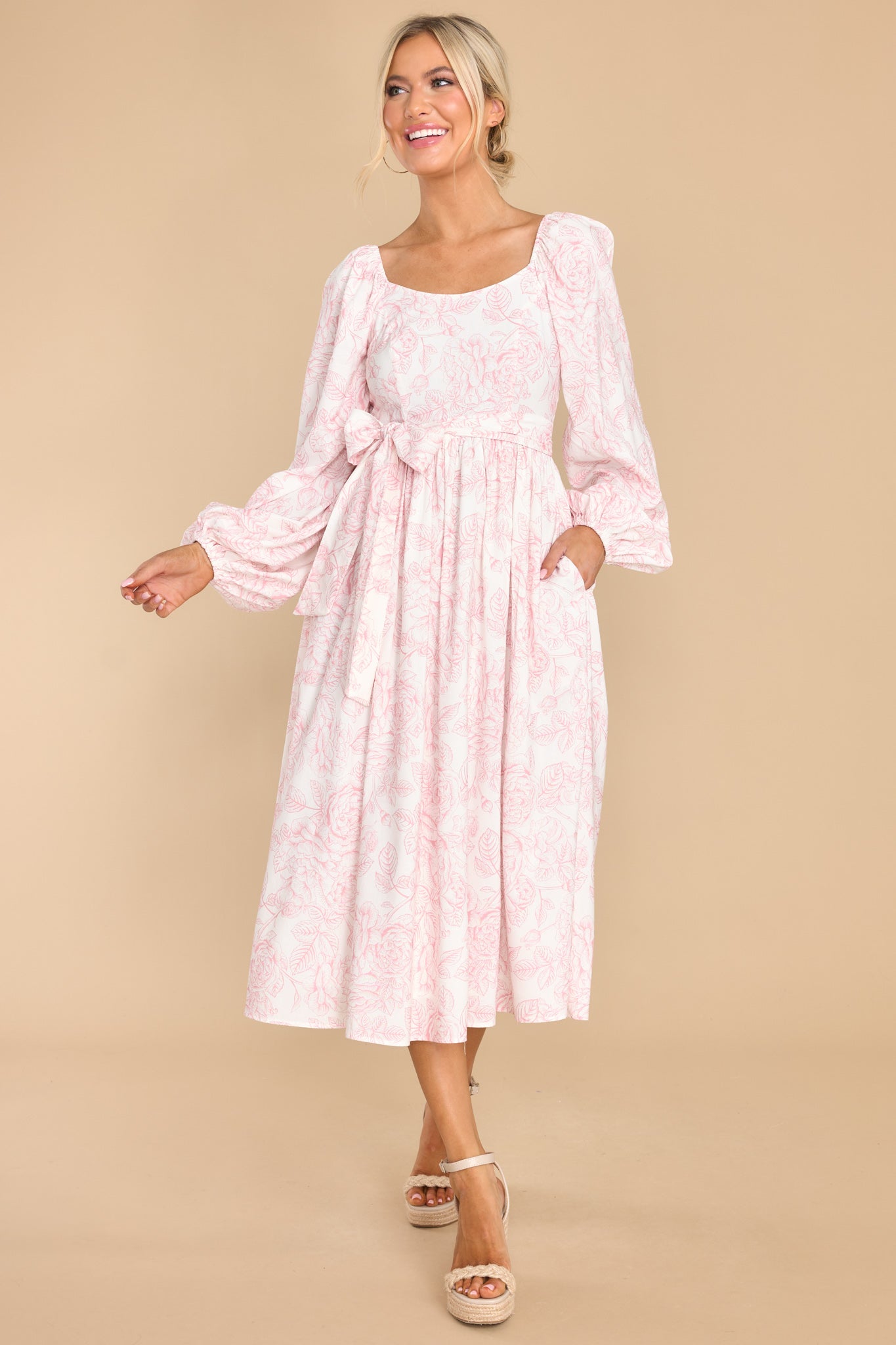 Feels Like Home Pink Floral Maxi Dress - Red Dress