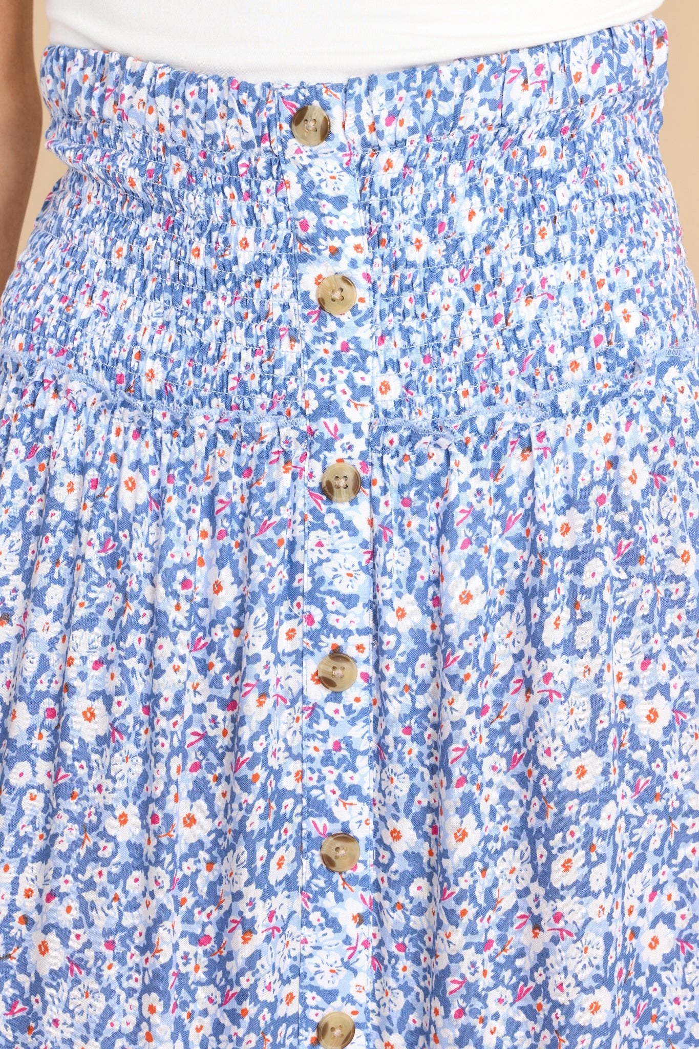 COLLUSION checkerboard floral rara swim skirt in blue - MBLUE