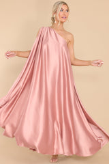 Cameo Rose Gold Pleated One Shoulder Maxi Dress - ShopStyle