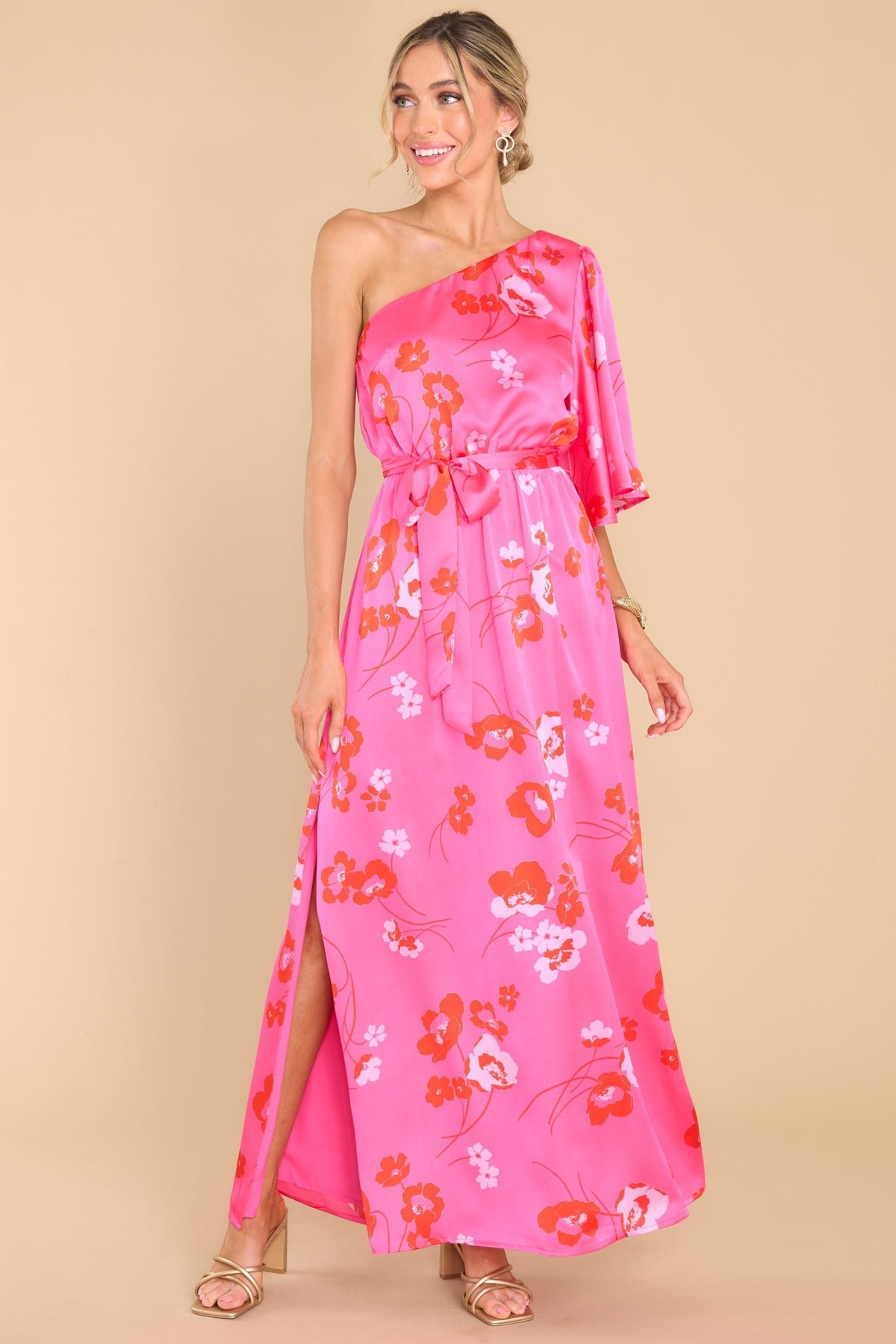 Stunning Hot Pink Floral Maxi Dress Maxi Dresses Red Dress