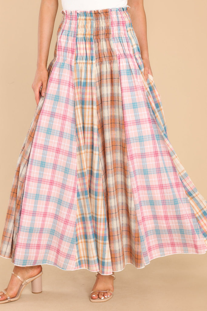 Adorable Multi Plaid Maxi Skirt All Bottoms Red Dress 